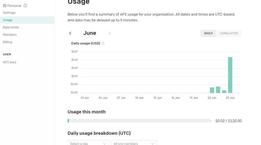 OpenAI API 사용량 확인방법