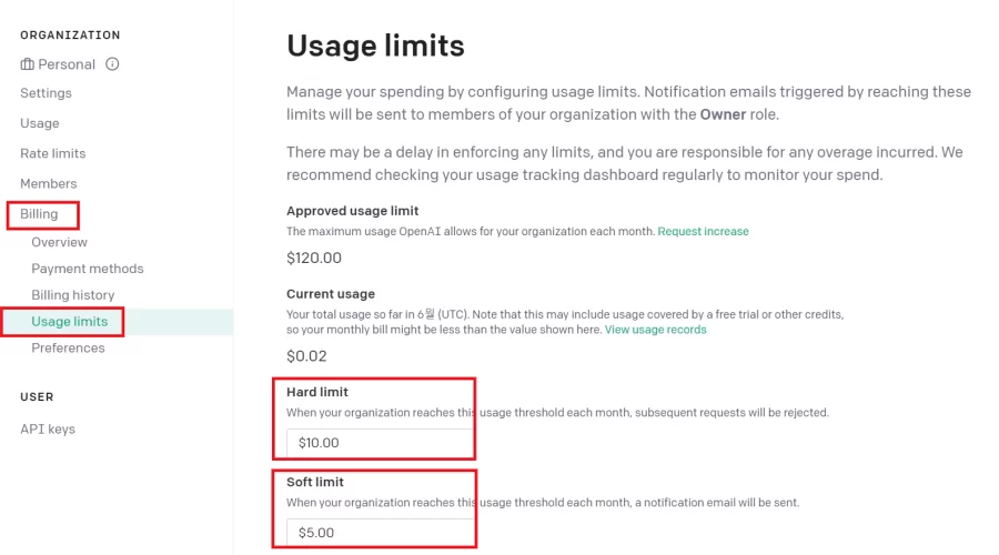 OpenAI API 사용량 제한 거는 방법