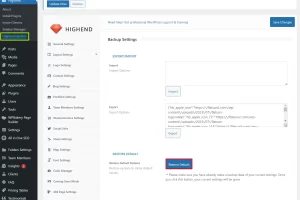 워드프레스 Highend Options 초기화 방법