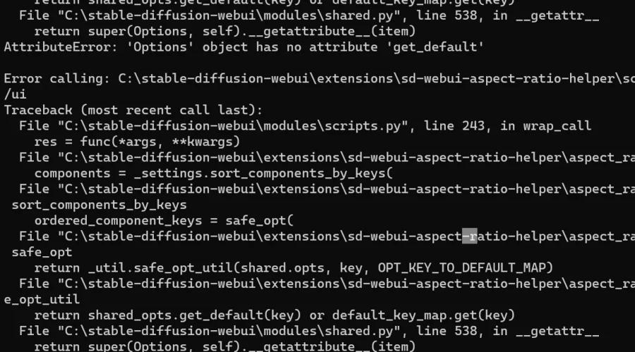 WebUI sd-webui-aspect-ratio-helper 설치 에러 해결방법