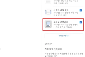 애드센스 전면 광고 게재 빈도 몇분으로 설정하나?