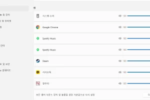 윈도우11 볼륨 믹서로 프로그램 음량 설정방법