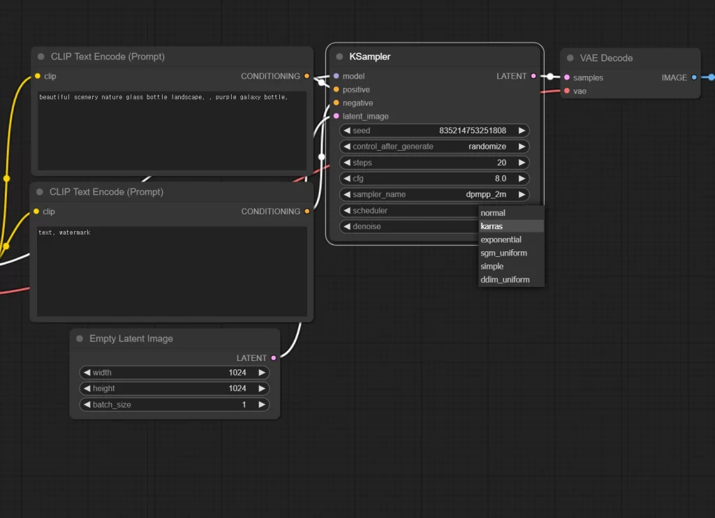 ComfyUI Sampling method DPM++ 2M Karras 설정방법