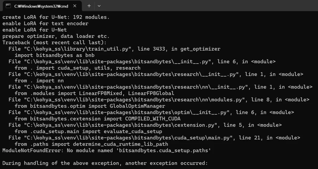 Kohya_ss No module named 'bitsandbytes. cuda_setup. paths' 해결방법