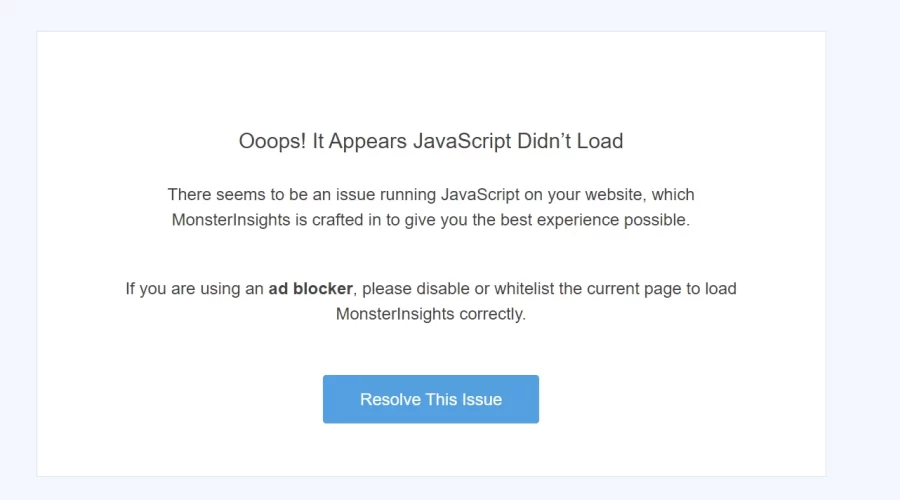 MonsterInsights JavaScript Didn’t Load 해결방법