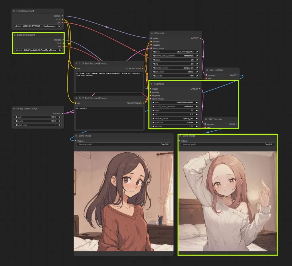 ComfyUI 여러 체크포인트로 이미지 생성방법