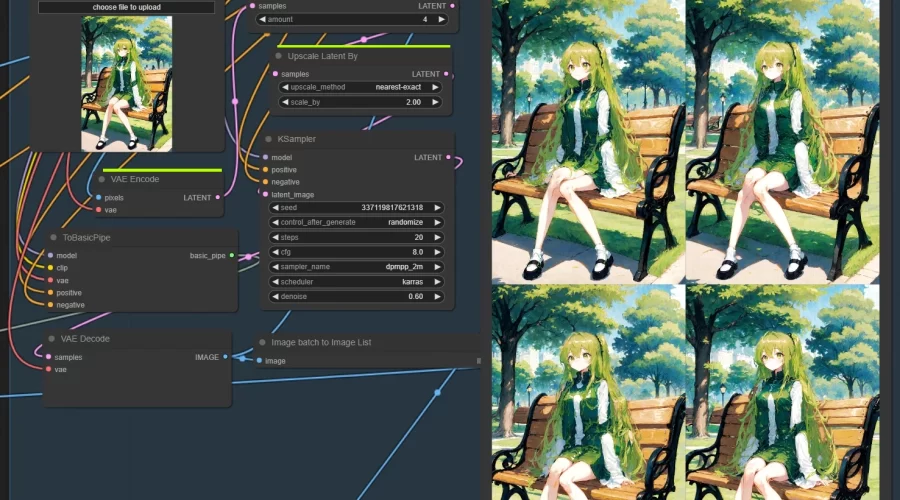 ComfyUI Upscale Latent By 사용 시 batch size 사용방법