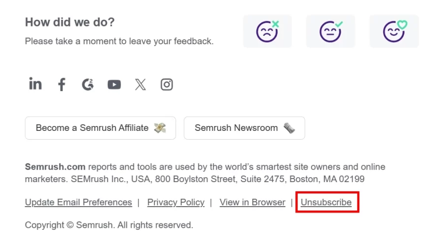 Semrush 이메일 안오게 하는 방법