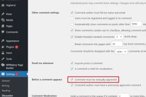 워드프레스 댓글 작성 시 승인 필수로 만드는 방법
