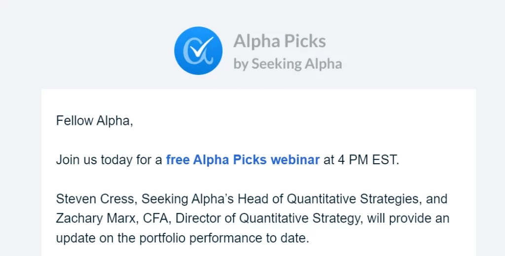 Seeking Alpha Alpha Picks Webinar 봐야 할까?