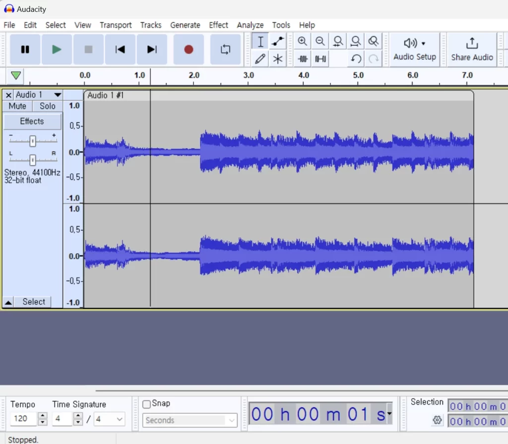 Audacity 녹음 특정 구간 자르는 방법