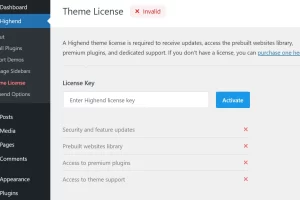 워드프레스 Highend 테마 Theme License 어떻게 하나?