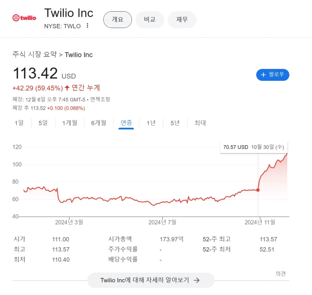 트윌리오(TWLO) 기대도 하지 않은 곳에서 2배가 터지다